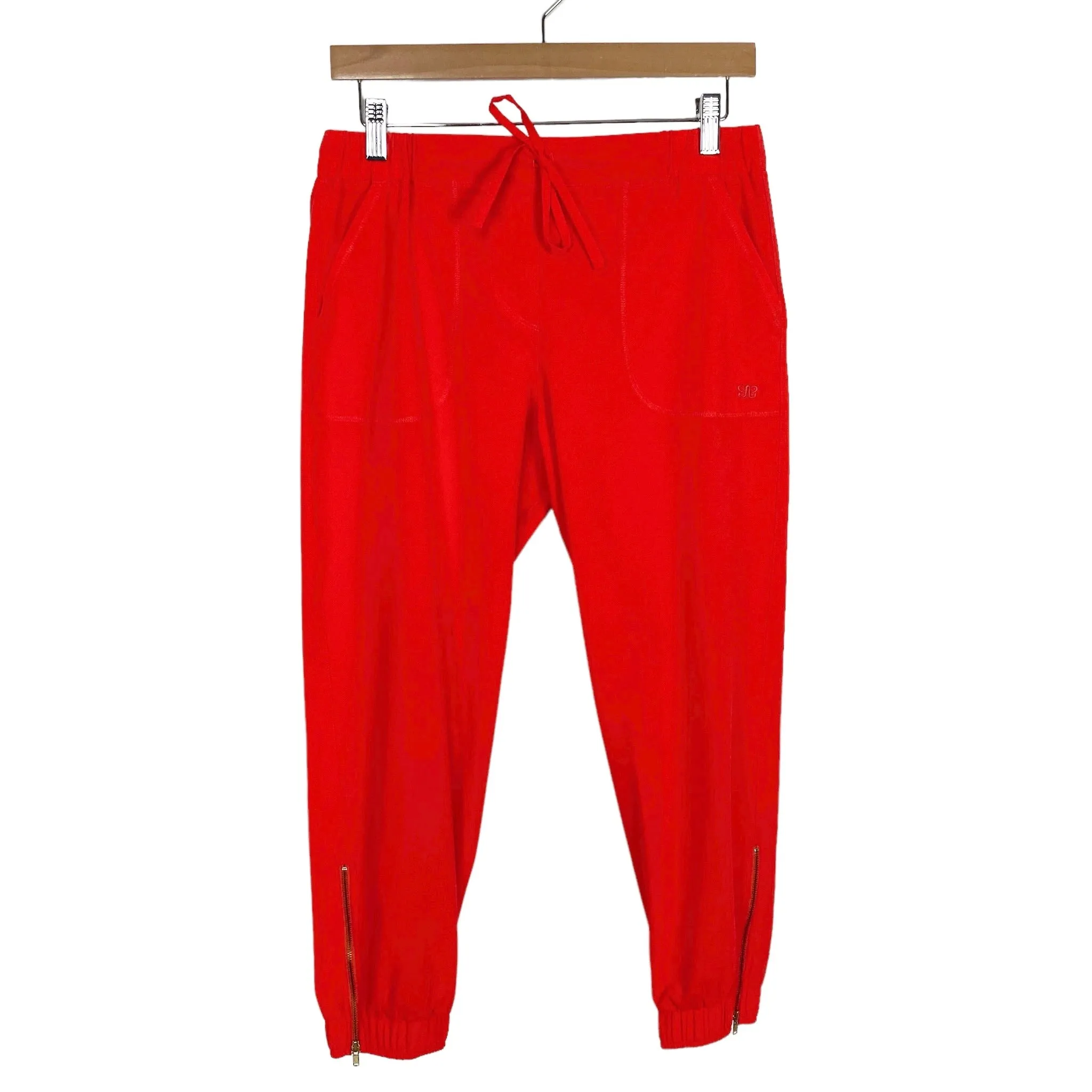 Albion Bright Coral Orange Drawstring with Zipper Hem Jetsetters Joggers- Size XS Petite (Inseam 23.5”)