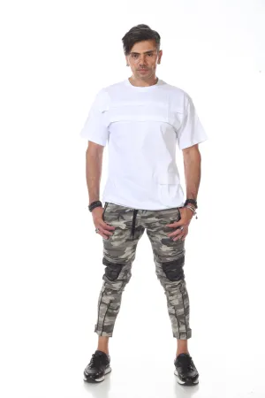 [Arlo] Camo Fashion Joggers With Black Fishnet Pocket Detail