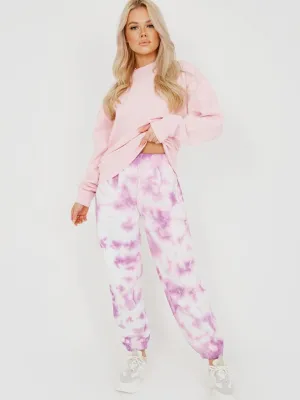 Barbara Tie-Dye Oversized Fleece Joggers In Purple