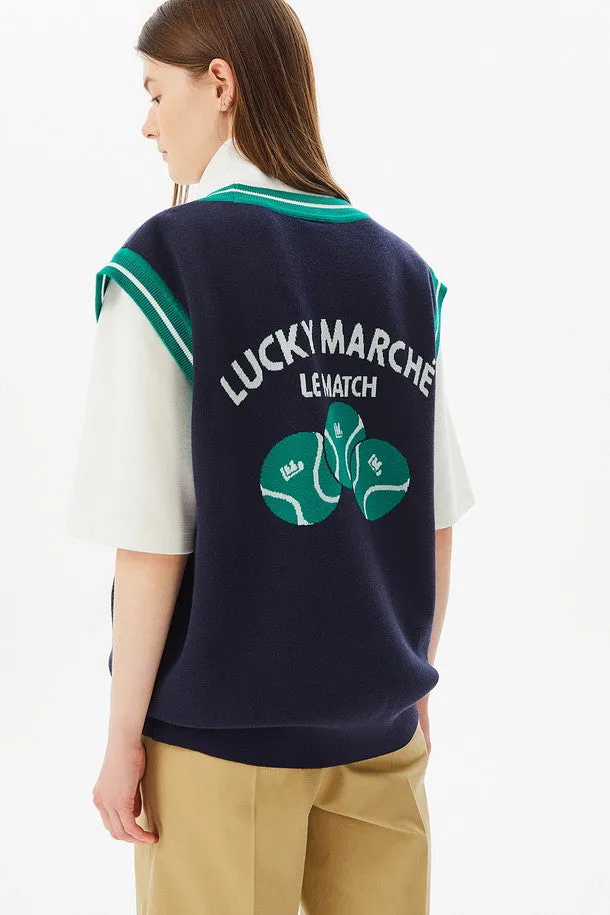 Graphic V-neck Knit Vest