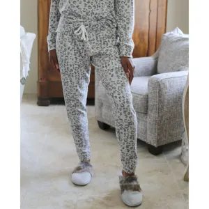 Leopard Brushed Hacci Joggers - Grey/Charcoal