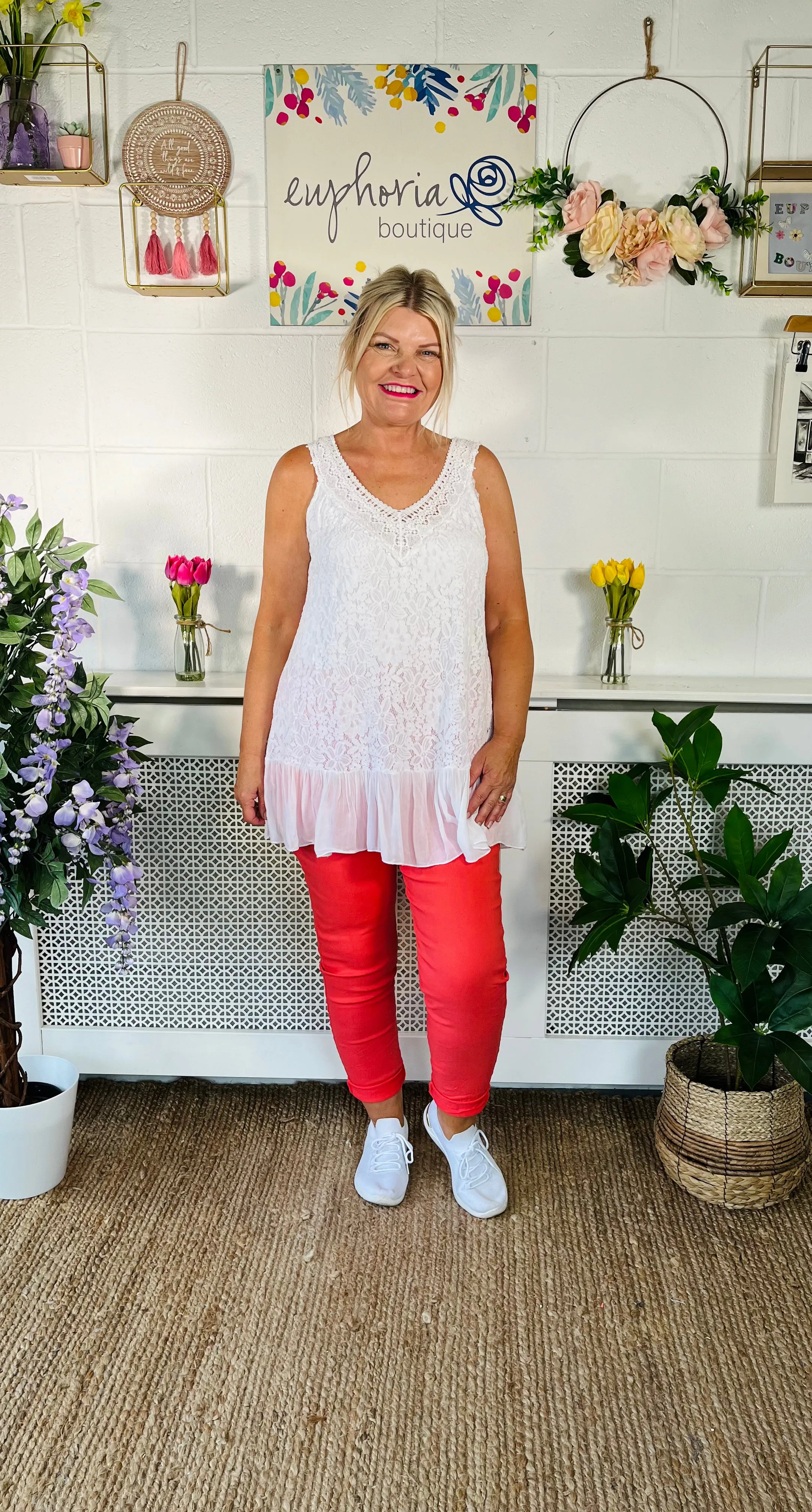 Polly plain magic trousers - Coral