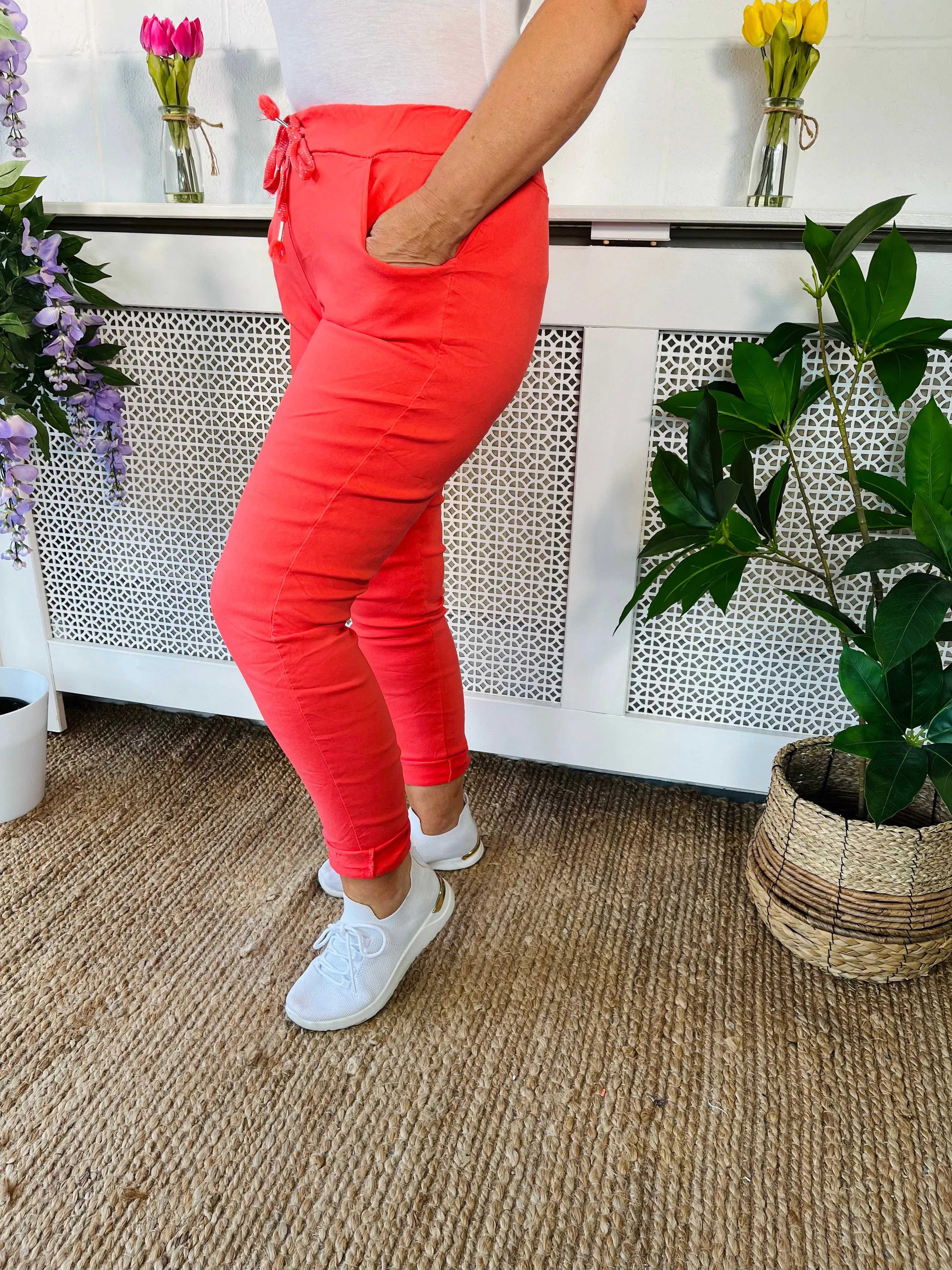 Polly plain magic trousers - Coral