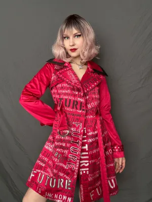 THE FUTURE IS UNKNOWN Womens Red Trench Coat, Small