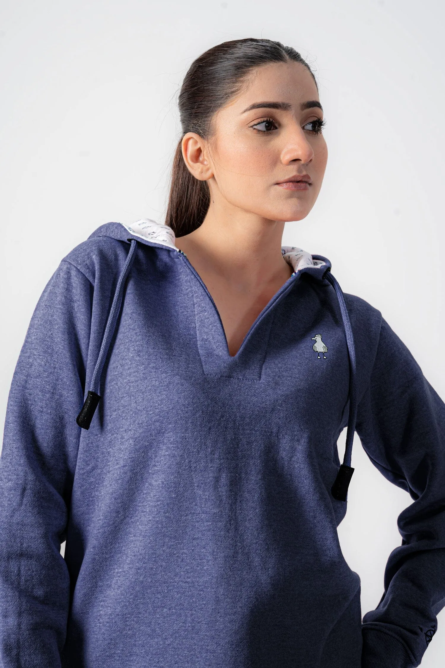 Women's Coral Hoodie with Drawstring and Embroidered Logo